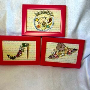 Trio purse, hat & high heel jewlery art each frame is 5x7